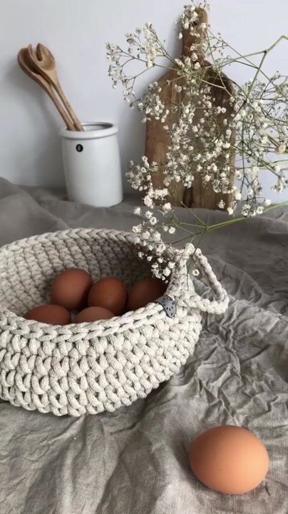 Crochet Rustic Beige Baskets Functional Storage Organizers for Bathroom or  Kitchen Practical Housewarming Gift 